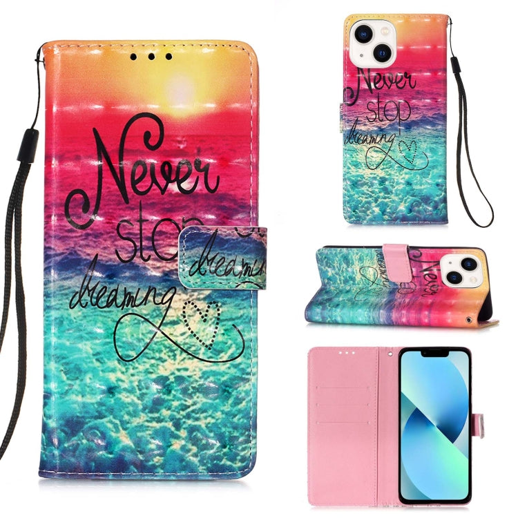 3D Painting Horizontal Flip Leather Phone Case, For iPhone 15���������������������...