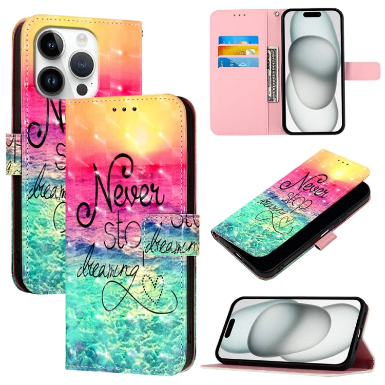 3D Painting Horizontal Flip Leather Phone Case, For iPhone 16 Pro, For iPhone 16 P...