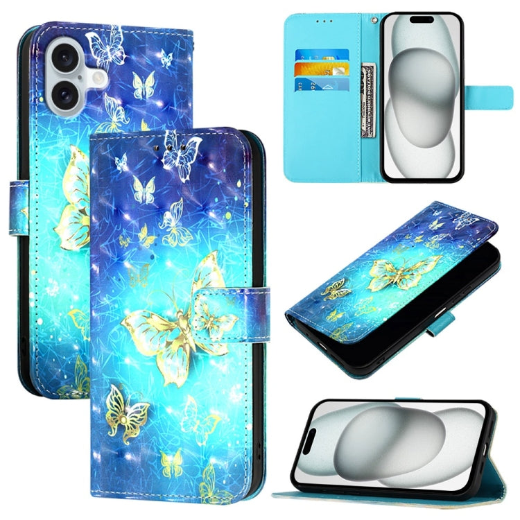 3D Painting Horizontal Flip Leather Phone Case, For iPhone 16 Pro, For iPhone 16 P...