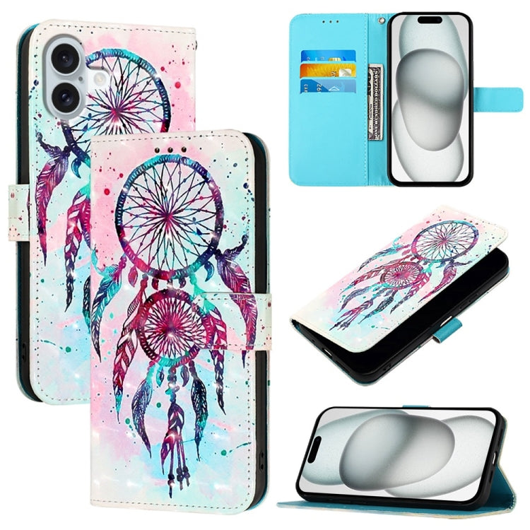 3D Painting Horizontal Flip Leather Phone Case, For iPhone 16 Pro, For iPhone 16 P...