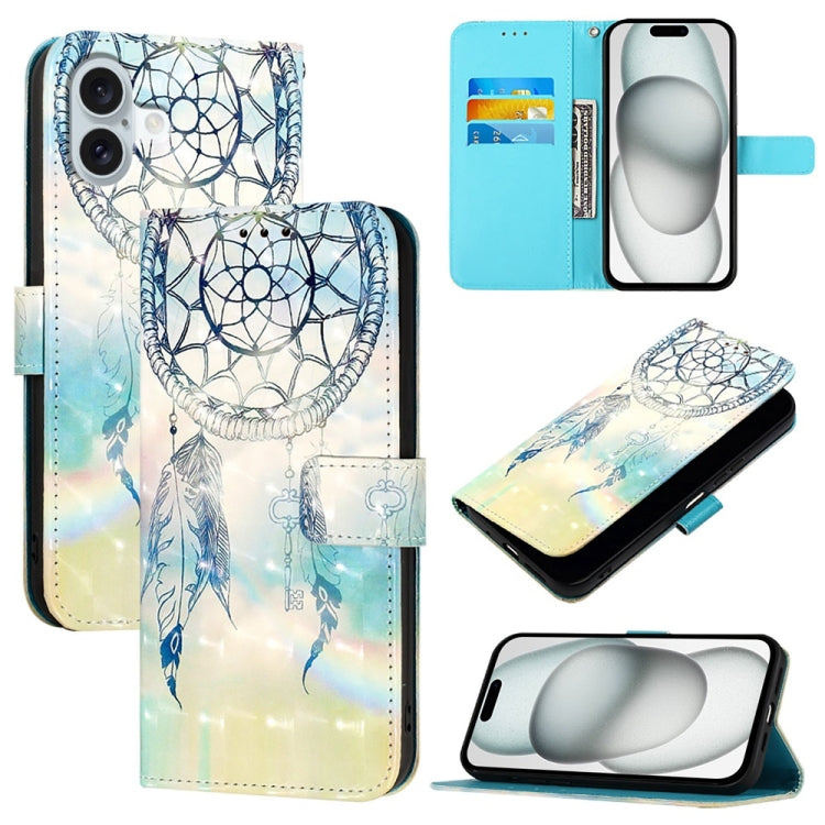 3D Painting Horizontal Flip Leather Phone Case, For iPhone 16 Pro, For iPhone 16 P...