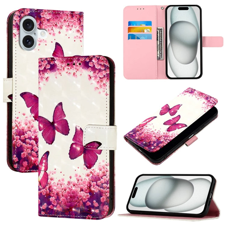 3D Painting Horizontal Flip Leather Phone Case, For iPhone 16 Pro, For iPhone 16 P...