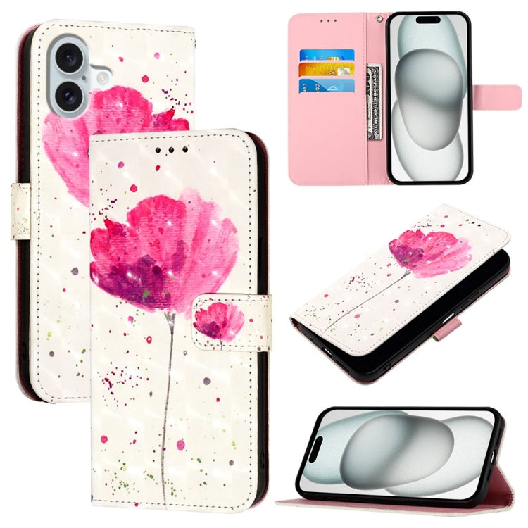 3D Painting Horizontal Flip Leather Phone Case, For iPhone 16 Pro, For iPhone 16 P...