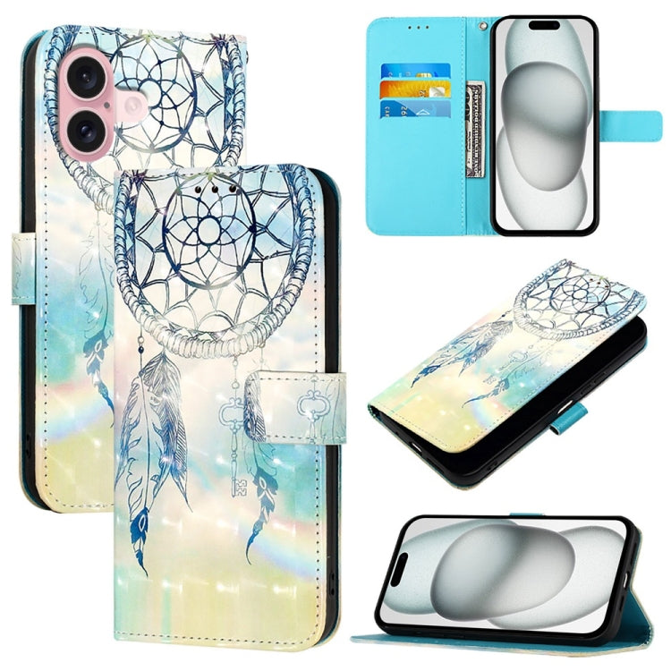3D Painting Horizontal Flip Leather Phone Case, For iPhone 16 Pro, For iPhone 16 P...