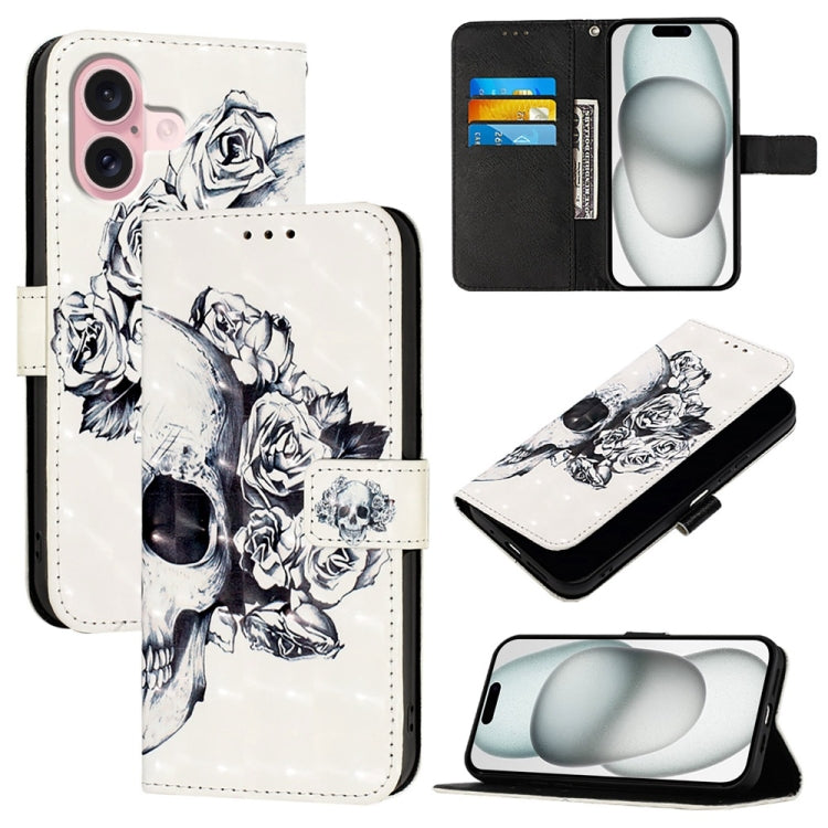 3D Painting Horizontal Flip Leather Phone Case, For iPhone 16 Pro, For iPhone 16 P...