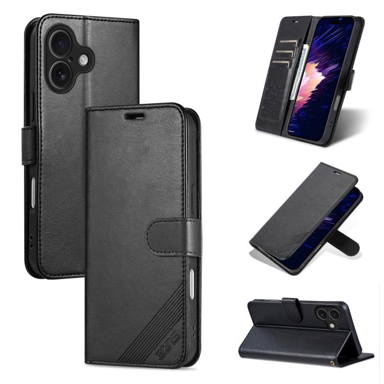 AZNS Sheepskin Texture Flip Leather Phone Case, For iPhone 17 Pro Max, For iPhone 17 Pro, For iPhone 17, For iPhone Air, For iPhone 16e, For iPhone 16 Pro Max, For iPhone 16 Pro, For iPhone 15 Pro Max, For iPhone 15 Pro, For iPhone 15 Plus, For iPhone 15