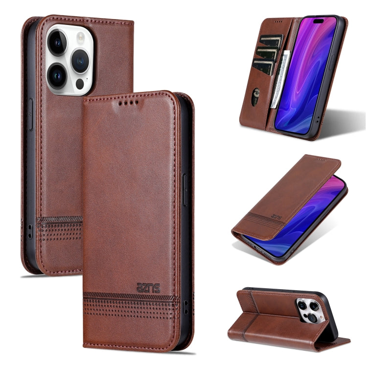 AZNS Magnetic Calf Texture Flip Leather Phone Case, For iPhone 17 Pro Max���������...