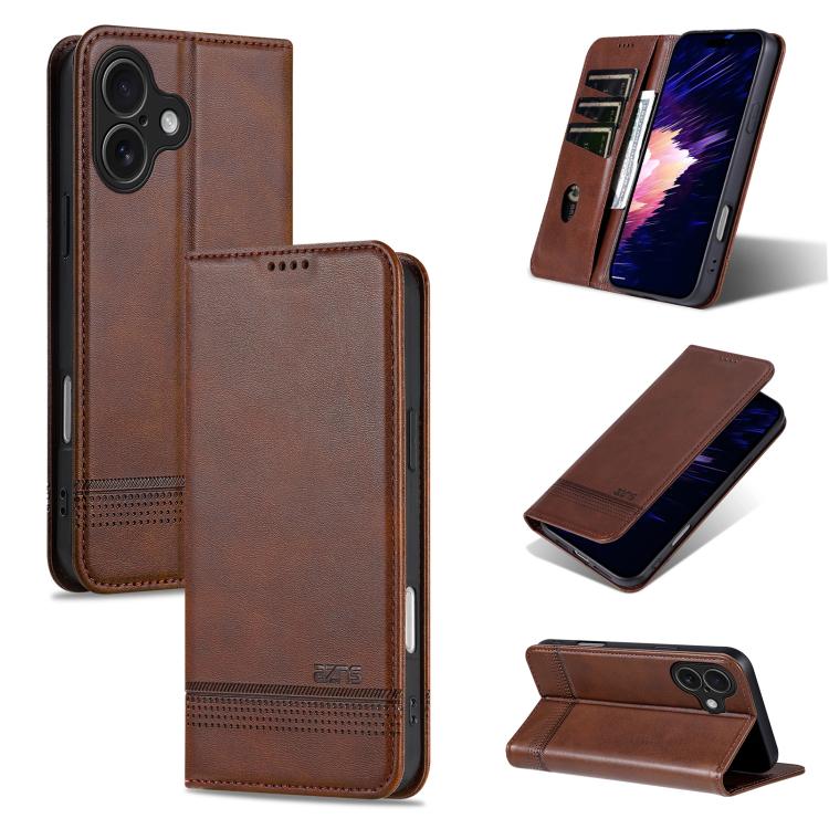 AZNS Magnetic Calf Texture Flip Leather Phone Case, For iPhone 17 Pro Max���������...