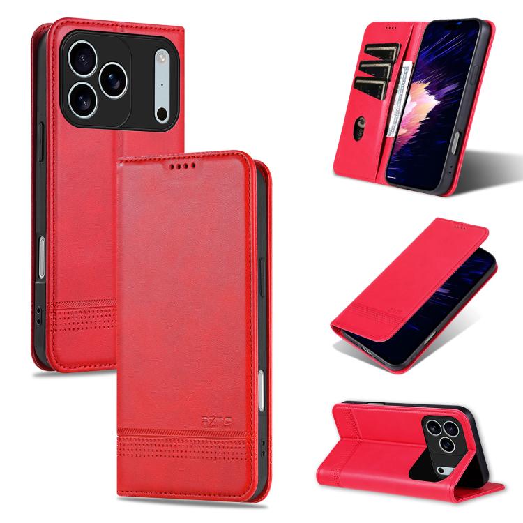 AZNS Magnetic Calf Texture Flip Leather Phone Case, For iPhone 17 Pro Max���������...