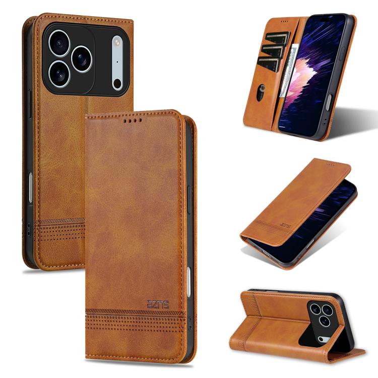 AZNS Magnetic Calf Texture Flip Leather Phone Case, For iPhone 17 Pro Max���������...