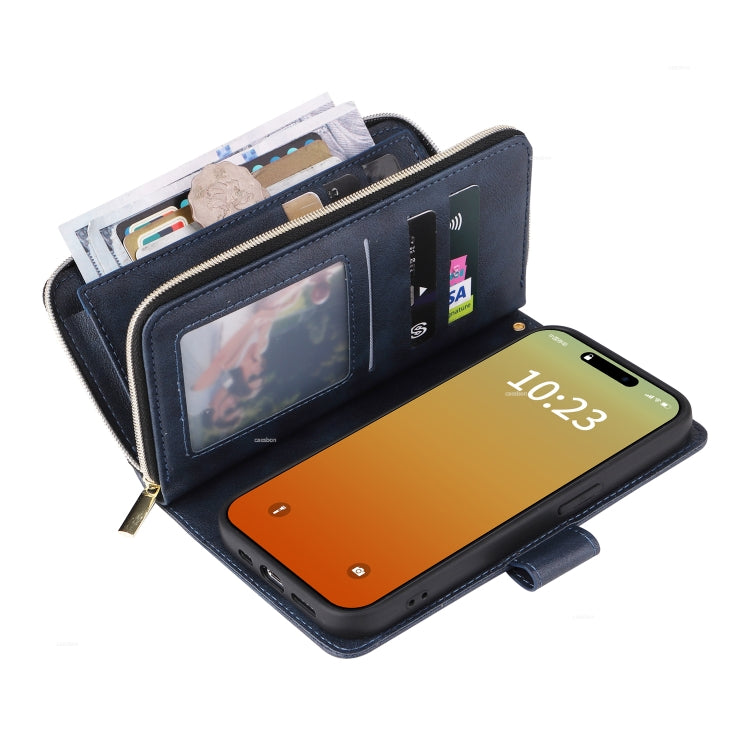 9 Card Slots Zipper Wallet Bag Leather Phone Case, For iPhone 15 Pro Max����������...