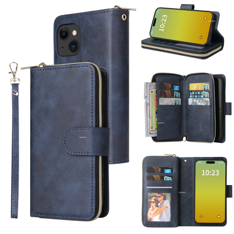 9 Card Slots Zipper Wallet Bag Leather Phone Case, For iPhone 15 Pro Max����������...