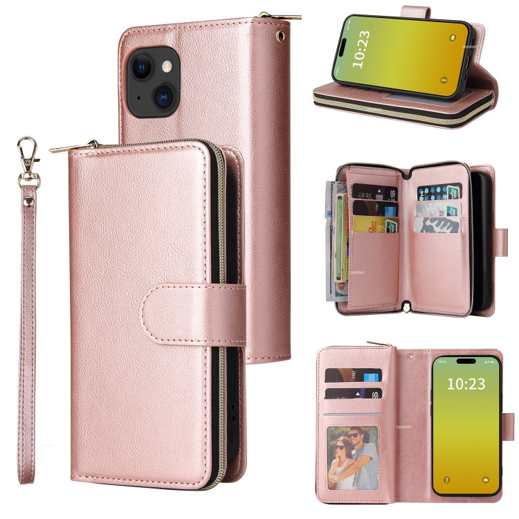 9 Card Slots Zipper Wallet Bag Leather Phone Case, For iPhone 15 Pro Max����������...