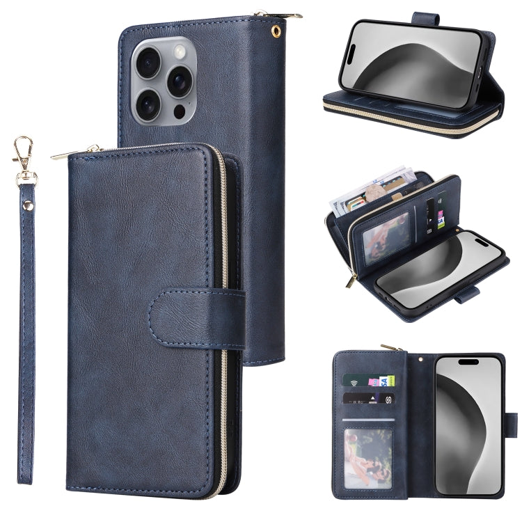 9 Card Slots Zipper Wallet Bag Leather Phone Case, For iPhone 17 Pro Max����������...