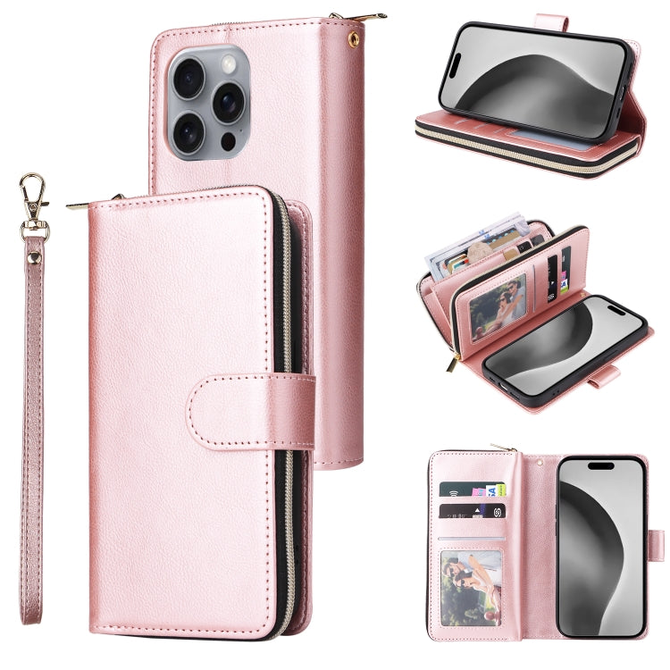 9 Card Slots Zipper Wallet Bag Leather Phone Case, For iPhone 17 Pro Max����������...