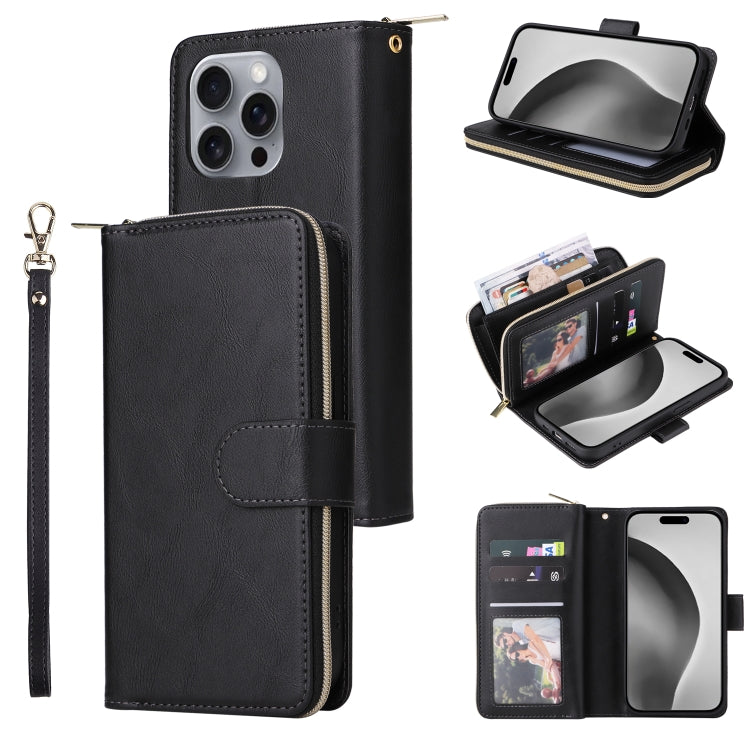 9 Card Slots Zipper Wallet Bag Leather Phone Case, For iPhone 17 Pro Max����������...
