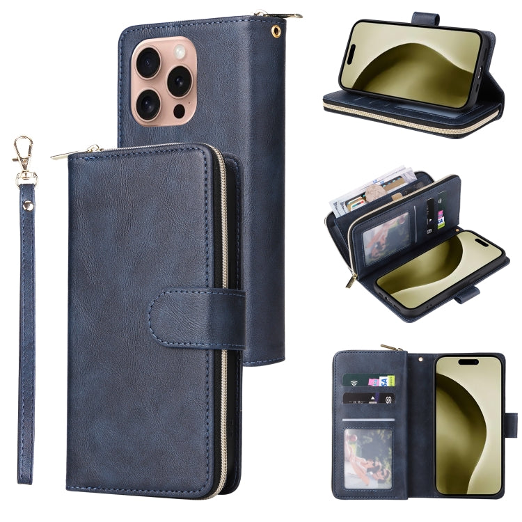 9 Card Slots Zipper Wallet Bag Leather Phone Case, For iPhone 17 Pro Max����������...