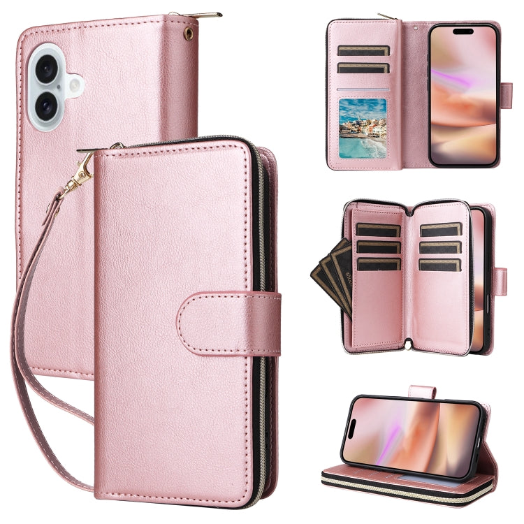 9 Card Slots Zipper Wallet Bag Leather Phone Case, For iPhone 17 Pro Max����������...