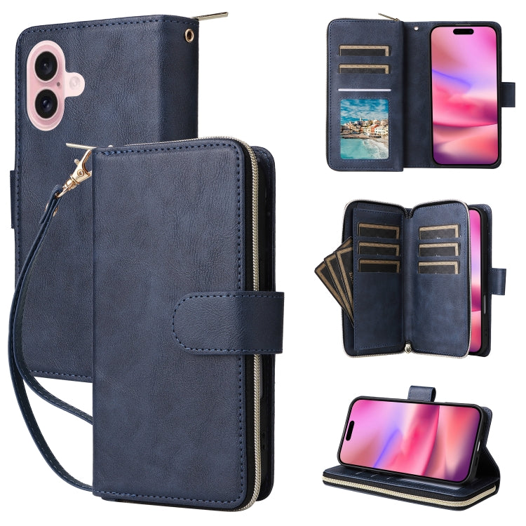 9 Card Slots Zipper Wallet Bag Leather Phone Case, For iPhone 17 Pro Max����������...