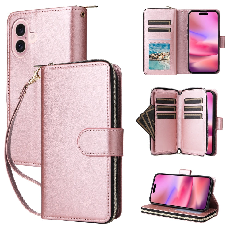 9 Card Slots Zipper Wallet Bag Leather Phone Case, For iPhone 17 Pro Max����������...