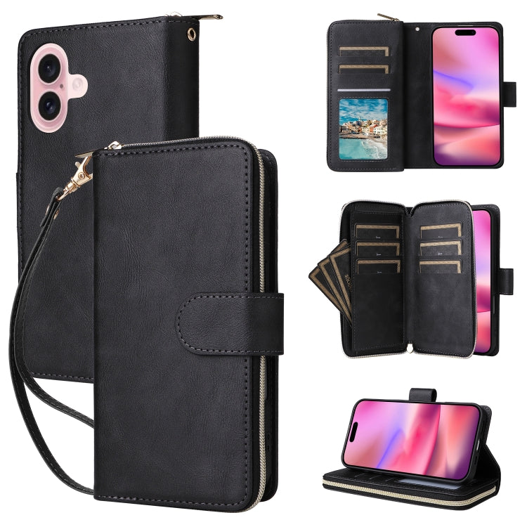 9 Card Slots Zipper Wallet Bag Leather Phone Case, For iPhone 17 Pro Max����������...