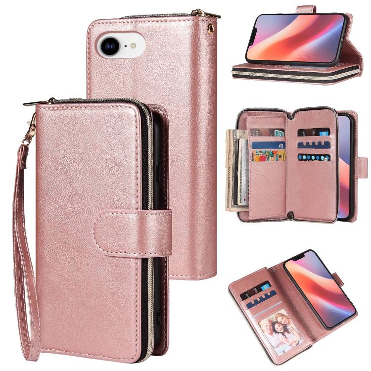 9 Card Slots Zipper Wallet Bag Leather Phone Case, For iPhone 17 Pro Max����������...