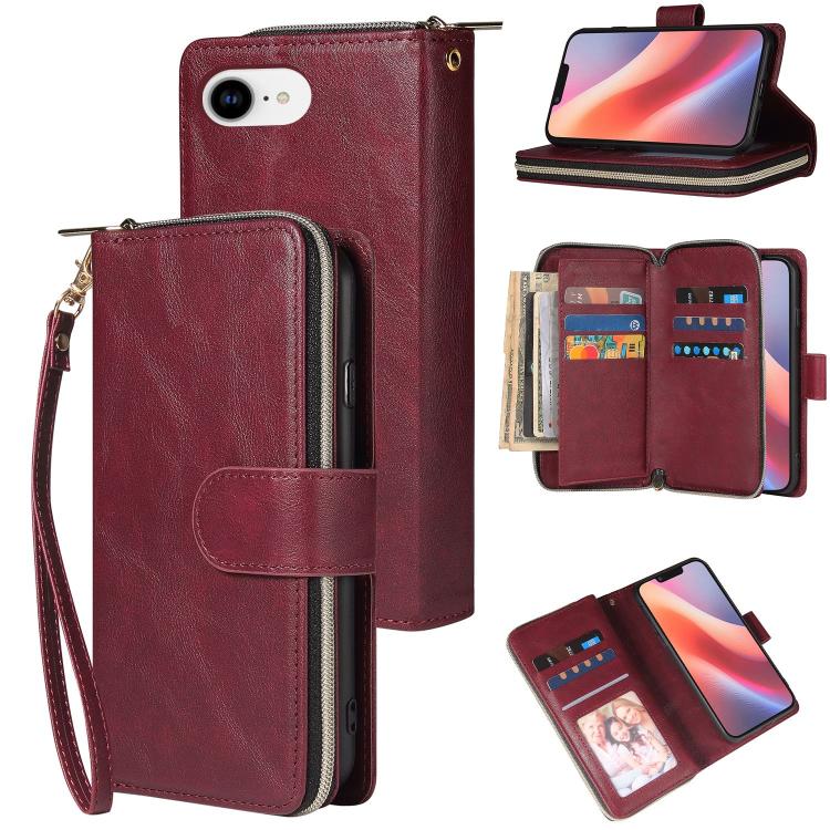 9 Card Slots Zipper Wallet Bag Leather Phone Case, For iPhone 17 Pro Max����������...