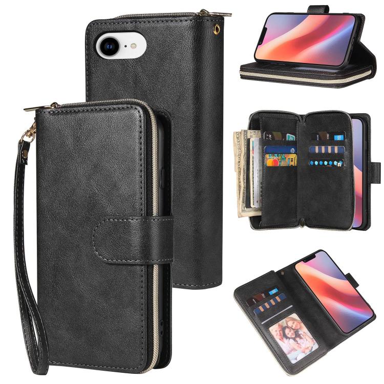 9 Card Slots Zipper Wallet Bag Leather Phone Case, For iPhone 17 Pro Max����������...