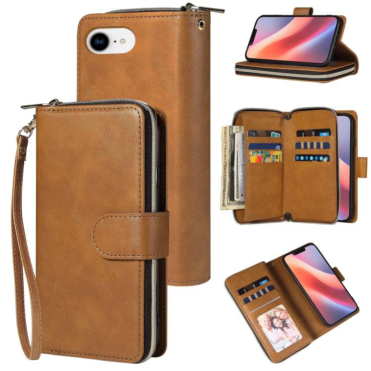 9 Card Slots Zipper Wallet Bag Leather Phone Case, For iPhone 17 Pro Max����������...