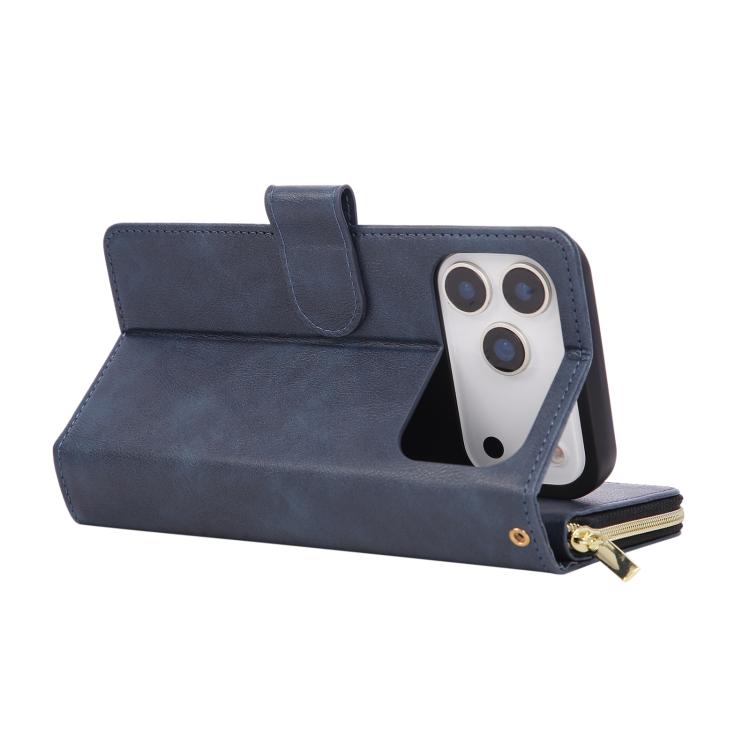 9 Card Slots Zipper Wallet Bag Leather Phone Case, For iPhone 17 Pro Max����������...