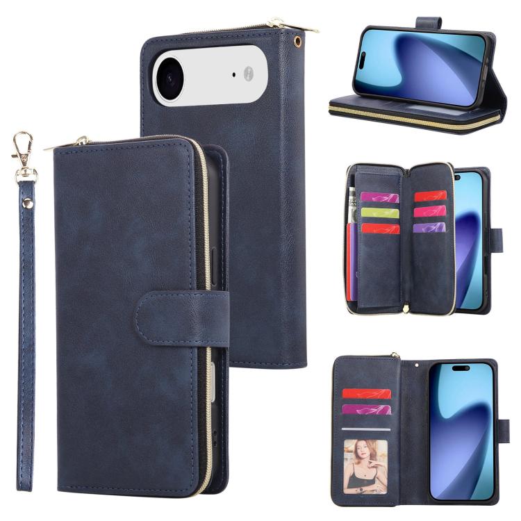 9 Card Slots Zipper Wallet Bag Leather Phone Case, For iPhone 17 Pro Max����������...