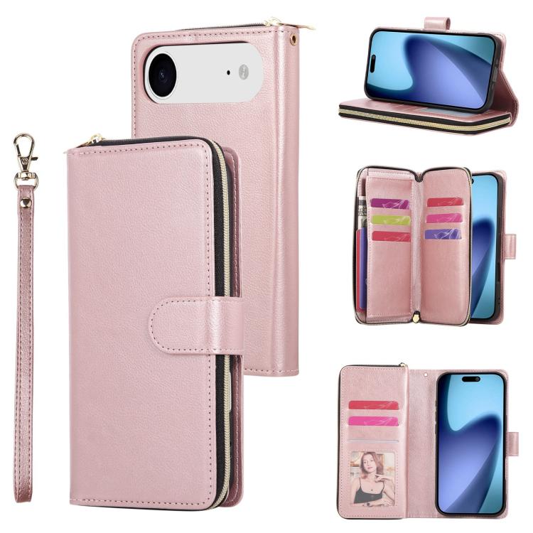 9 Card Slots Zipper Wallet Bag Leather Phone Case, For iPhone 17 Pro Max����������...