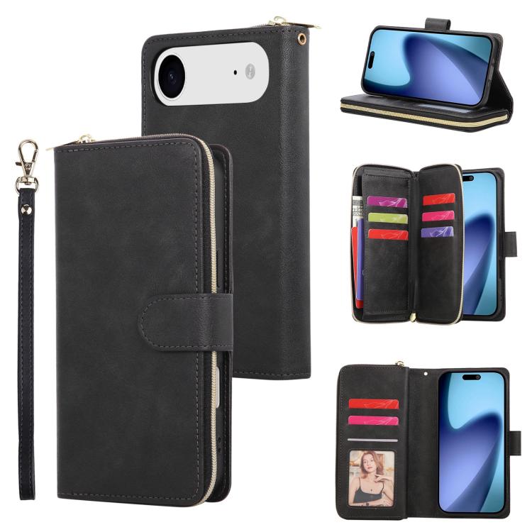 9 Card Slots Zipper Wallet Bag Leather Phone Case, For iPhone 17 Pro Max����������...