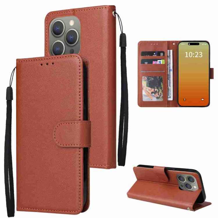 3-Card Slots Multifunctional Leather Phone Case, For iPhone 15 Pro Max������������...