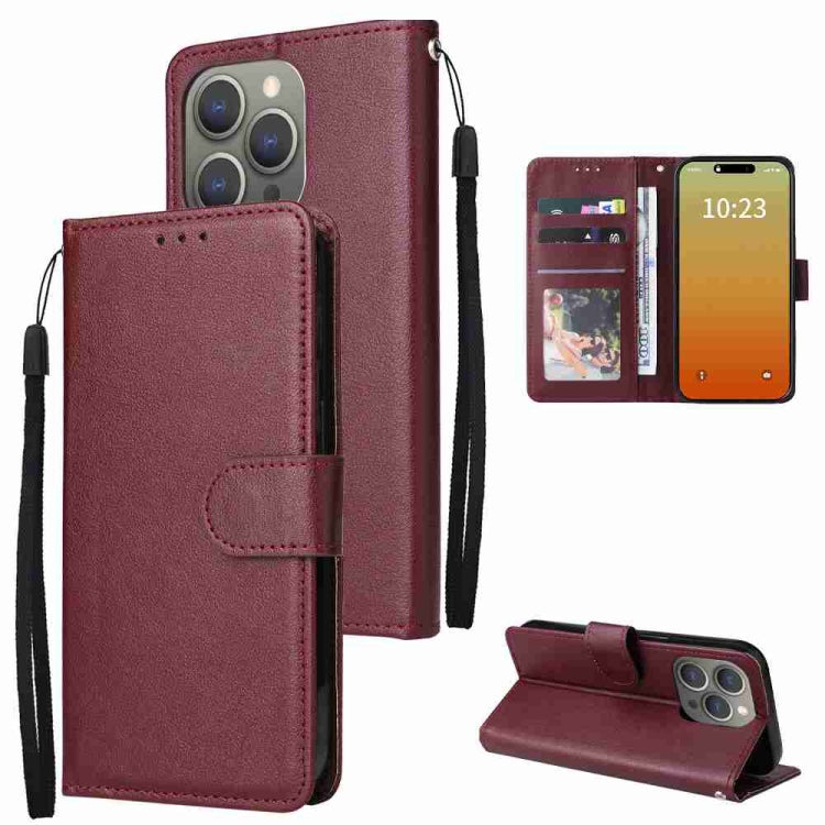 3-Card Slots Multifunctional Leather Phone Case, For iPhone 15 Pro Max������������...