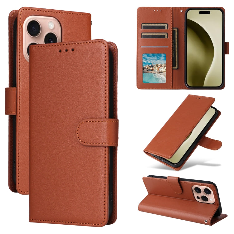 3-Card Slots Multifunctional Leather Phone Case, For iPhone 17 Pro Max������������...