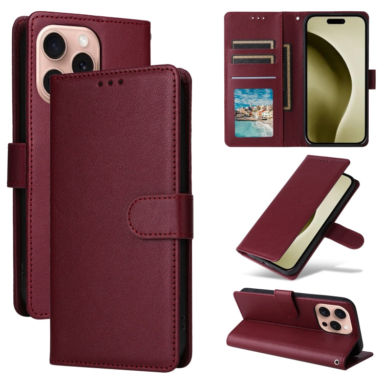3-Card Slots Multifunctional Leather Phone Case, For iPhone 17 Pro Max������������...