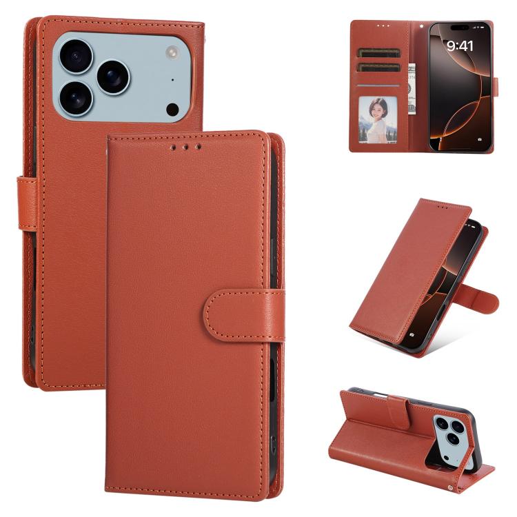 3-Card Slots Multifunctional Leather Phone Case, For iPhone 17 Pro Max������������...