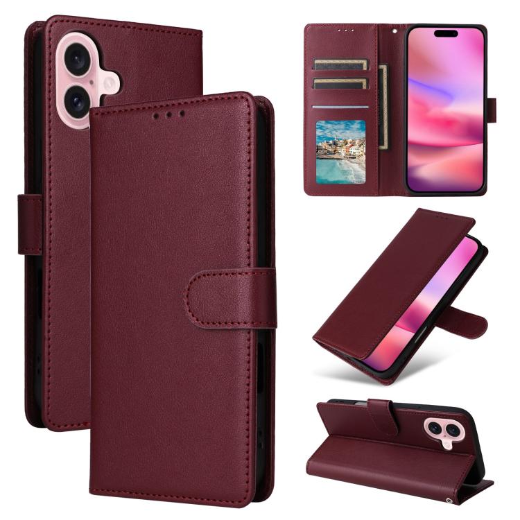 3-Card Slots Multifunctional Leather Phone Case, For iPhone 17 Pro Max������������...