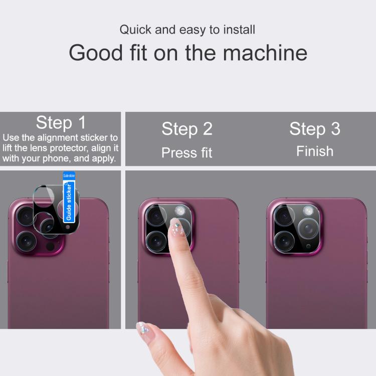 imak High Definition Integrated Glass Lens Film Black Version, For iPhone 17 Pro Max, For iPhone 17 Pro, For iPhone 17, For iPhone Air, For iPhone 16e, For iPhone 16 Pro / 16 Pro Max, For iPhone 16 / 16 Plus