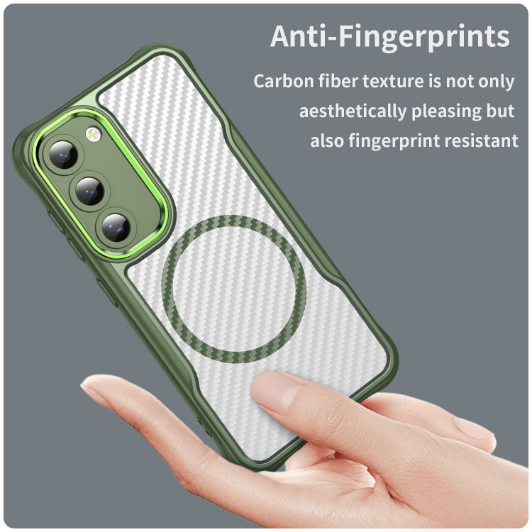 Carbon Fiber Texture MagSafe Translucent Phone Case, For Samsung Galaxy S23 5G