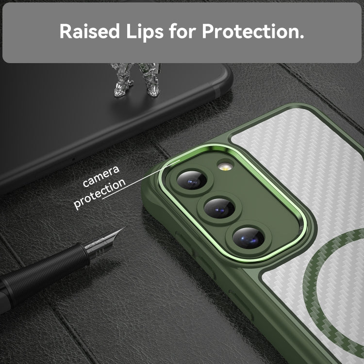 Carbon Fiber Texture MagSafe Translucent Phone Case, For Samsung Galaxy S23 5G