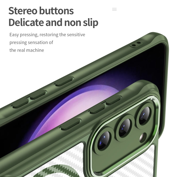 Carbon Fiber Texture MagSafe Translucent Phone Case, For Samsung Galaxy S23 5G