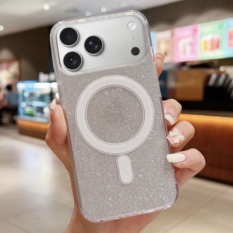 Acrylic Transparent Glitter MagSafe Phone Case, For iPhone 17 Pro Max�������������...