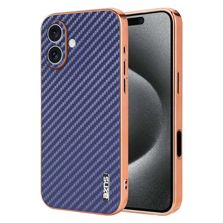 AZNS Electroplated Edge Carbon Fiber Texture Phone Case, For iPhone 17 Pro Max����...