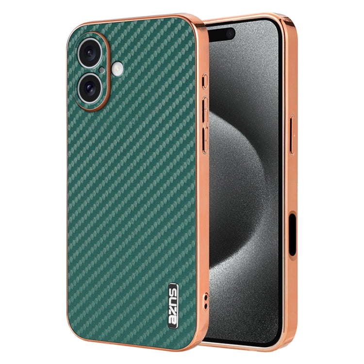 AZNS Electroplated Edge Carbon Fiber Texture Phone Case, For iPhone 17 Pro Max����...