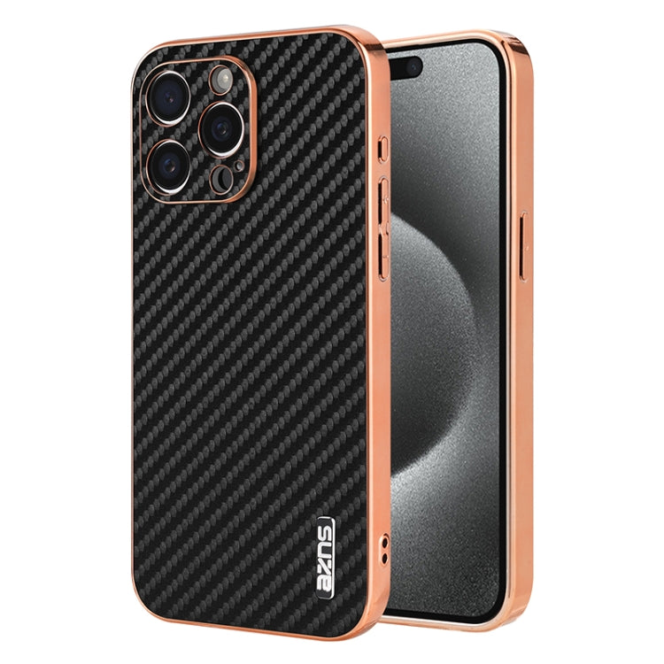 AZNS Electroplated Edge Carbon Fiber Texture Phone Case, For iPhone 17 Pro Max����...