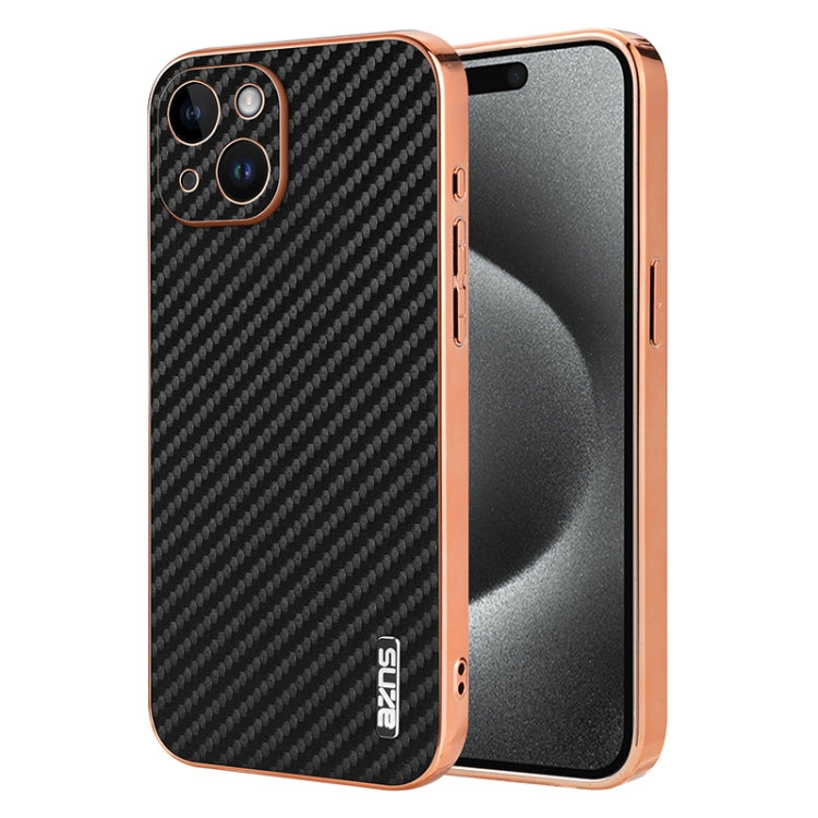 AZNS Electroplated Edge Carbon Fiber Texture Phone Case, For iPhone 17 Pro Max����...