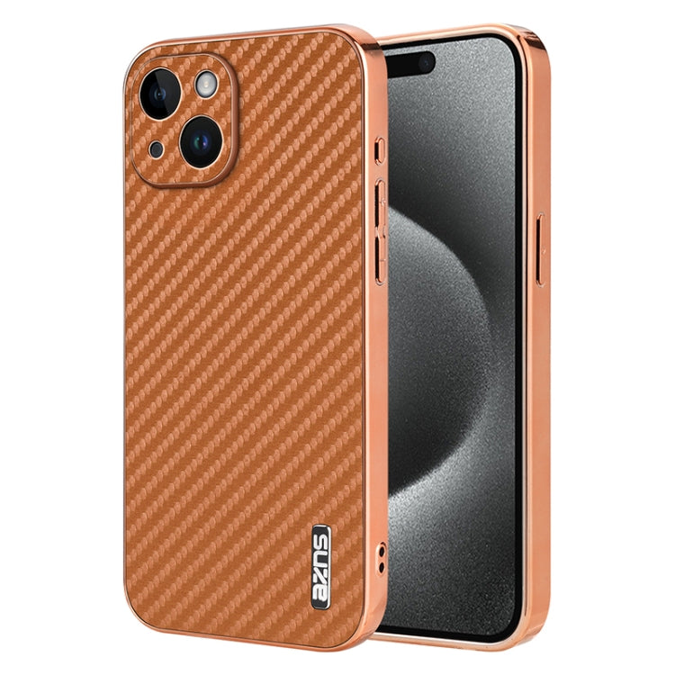 AZNS Electroplated Edge Carbon Fiber Texture Phone Case, For iPhone 17 Pro Max����...