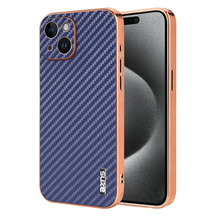 AZNS Electroplated Edge Carbon Fiber Texture Phone Case, For iPhone 17 Pro Max����...
